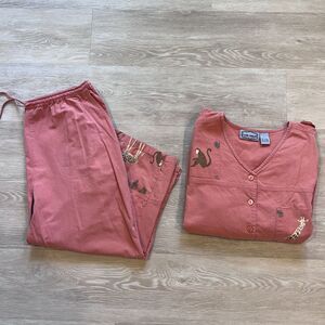 Jane Ashley Matching Two-Piece 100% Cotton Set Women's-Size L